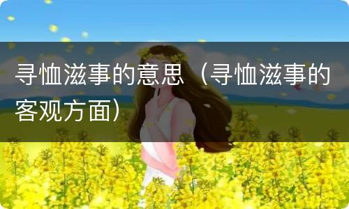 寻恤滋事的意思（寻恤滋事的客观方面）