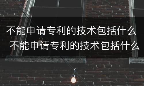 不能申请专利的技术包括什么 不能申请专利的技术包括什么技术