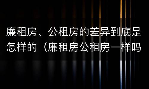 廉租房、公租房的差异到底是怎样的（廉租房公租房一样吗）
