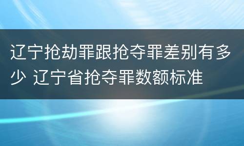辽宁抢劫罪跟抢夺罪差别有多少 辽宁省抢夺罪数额标准