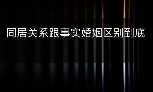 同居关系跟事实婚姻区别到底