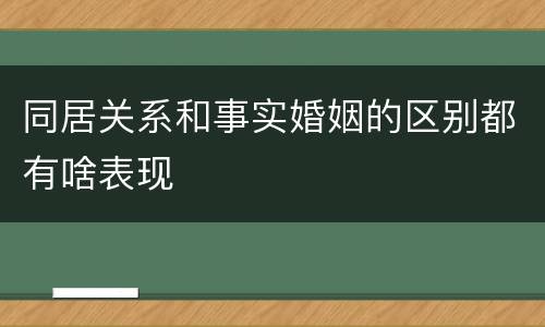 同居关系和事实婚姻的区别都有啥表现