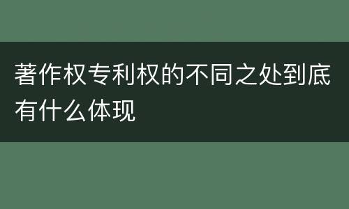 著作权专利权的不同之处到底有什么体现