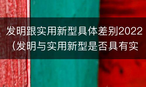 发明跟实用新型具体差别2022（发明与实用新型是否具有实用性）