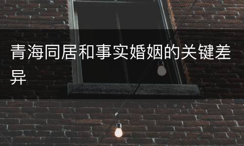 青海同居和事实婚姻的关键差异