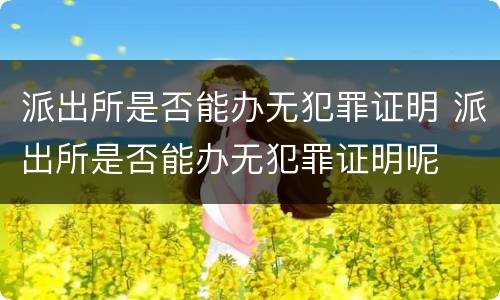 派出所是否能办无犯罪证明 派出所是否能办无犯罪证明呢
