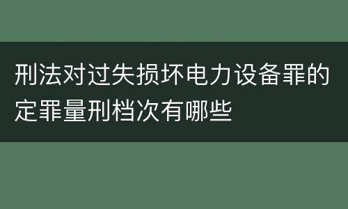 刑法对过失损坏电力设备罪的定罪量刑档次有哪些