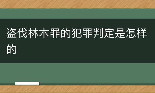 盗伐林木罪的犯罪判定是怎样的