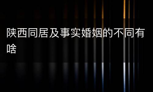 陕西同居及事实婚姻的不同有啥