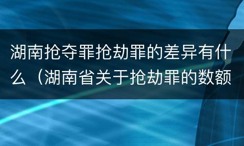 湖南抢夺罪抢劫罪的差异有什么（湖南省关于抢劫罪的数额规定）