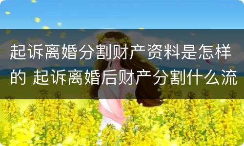 起诉离婚分割财产资料是怎样的 起诉离婚后财产分割什么流程