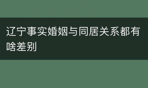 辽宁事实婚姻与同居关系都有啥差别