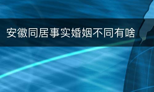 安徽同居事实婚姻不同有啥