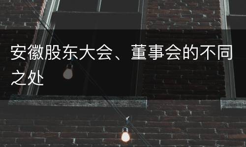 安徽股东大会、董事会的不同之处
