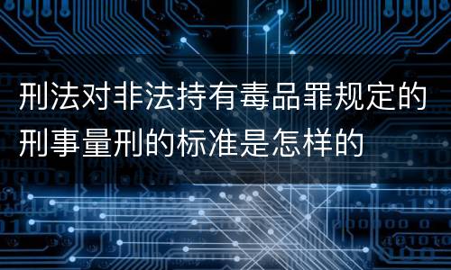 刑法对非法持有毒品罪规定的刑事量刑的标准是怎样的