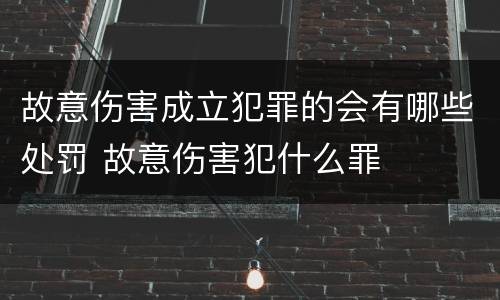 故意伤害成立犯罪的会有哪些处罚 故意伤害犯什么罪