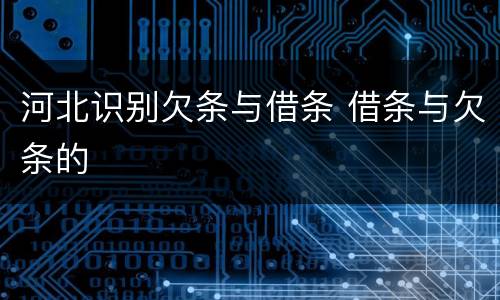 河北识别欠条与借条 借条与欠条的