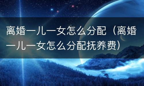 离婚一儿一女怎么分配（离婚一儿一女怎么分配抚养费）