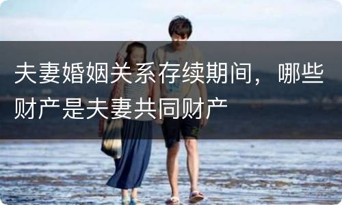 夫妻婚姻关系存续期间，哪些财产是夫妻共同财产
