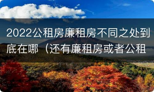 2022公租房廉租房不同之处到底在哪（还有廉租房或者公租房吗）
