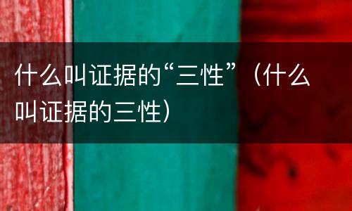 什么叫证据的“三性”（什么叫证据的三性）