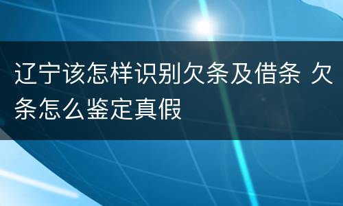 辽宁该怎样识别欠条及借条 欠条怎么鉴定真假