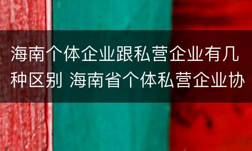 海南个体企业跟私营企业有几种区别 海南省个体私营企业协会