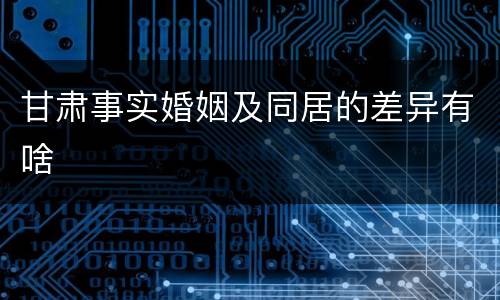 甘肃事实婚姻及同居的差异有啥