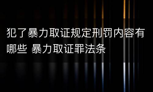 犯了暴力取证规定刑罚内容有哪些 暴力取证罪法条