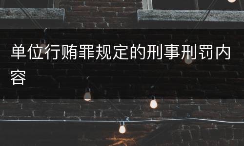 单位行贿罪规定的刑事刑罚内容
