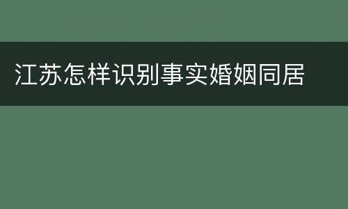 江苏怎样识别事实婚姻同居