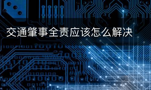交通肇事全责应该怎么解决
