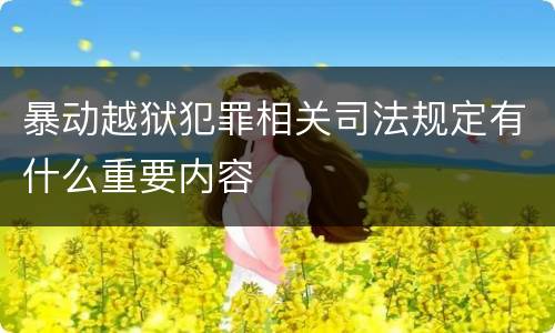 暴动越狱犯罪相关司法规定有什么重要内容