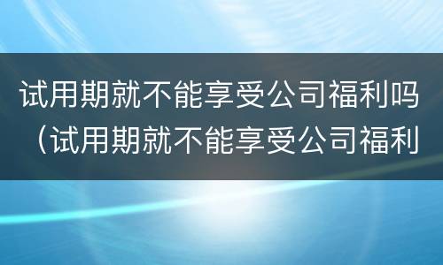 试用期就不能享受公司福利吗（试用期就不能享受公司福利吗为什么）