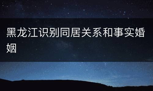 黑龙江识别同居关系和事实婚姻