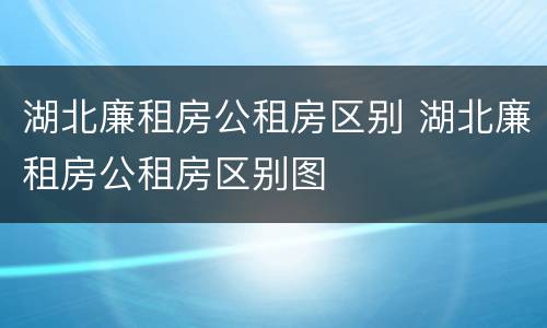 湖北廉租房公租房区别 湖北廉租房公租房区别图