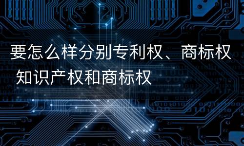 要怎么样分别专利权、商标权 知识产权和商标权