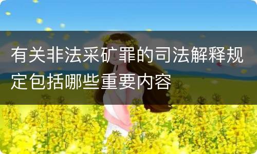 有关非法采矿罪的司法解释规定包括哪些重要内容