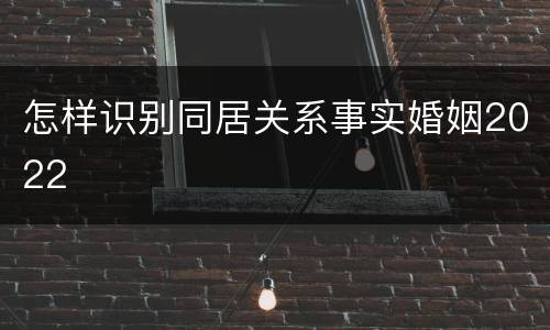 怎样识别同居关系事实婚姻2022