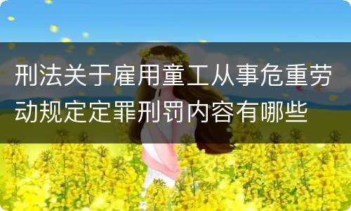 刑法关于雇用童工从事危重劳动规定定罪刑罚内容有哪些