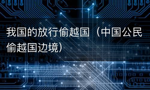 我国的放行偷越国（中国公民偷越国边境）