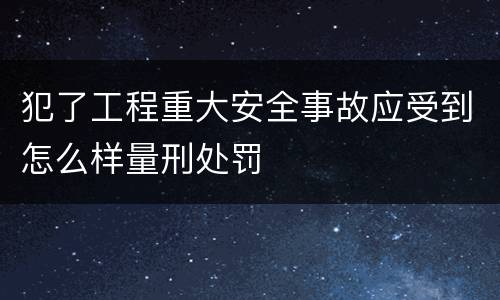 犯了工程重大安全事故应受到怎么样量刑处罚