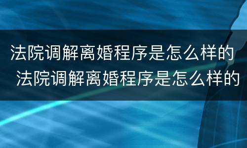 法院调解离婚程序是怎么样的 法院调解离婚程序是怎么样的呢