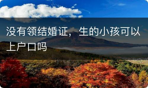 没有领结婚证，生的小孩可以上户口吗