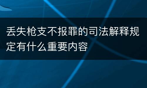 丢失枪支不报罪的司法解释规定有什么重要内容