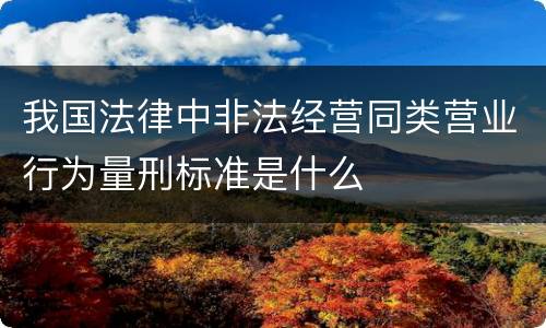 我国法律中非法经营同类营业行为量刑标准是什么