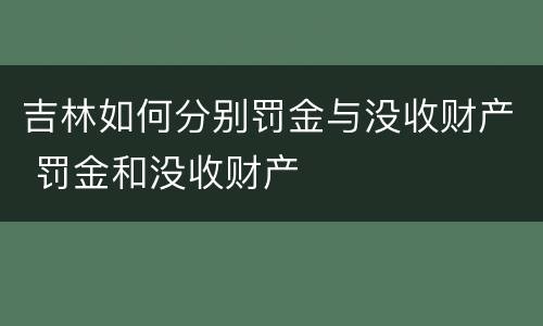 吉林如何分别罚金与没收财产 罚金和没收财产