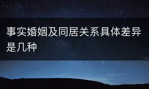 事实婚姻及同居关系具体差异是几种