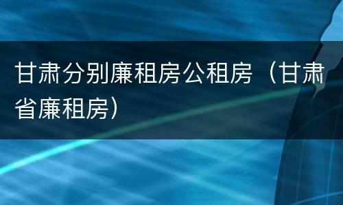 甘肃分别廉租房公租房（甘肃省廉租房）