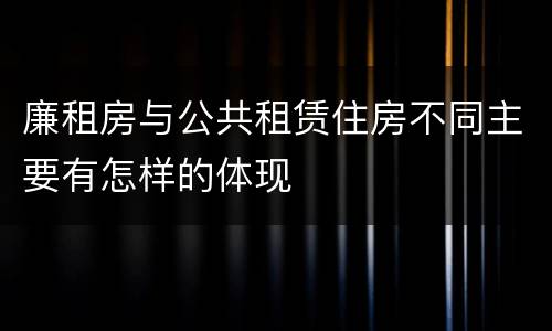 廉租房与公共租赁住房不同主要有怎样的体现